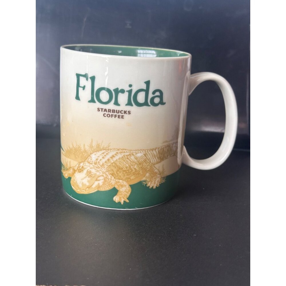 Starbucks Florida Global Icon Series 16 Oz Ceramic Mug Green &‎ Beige